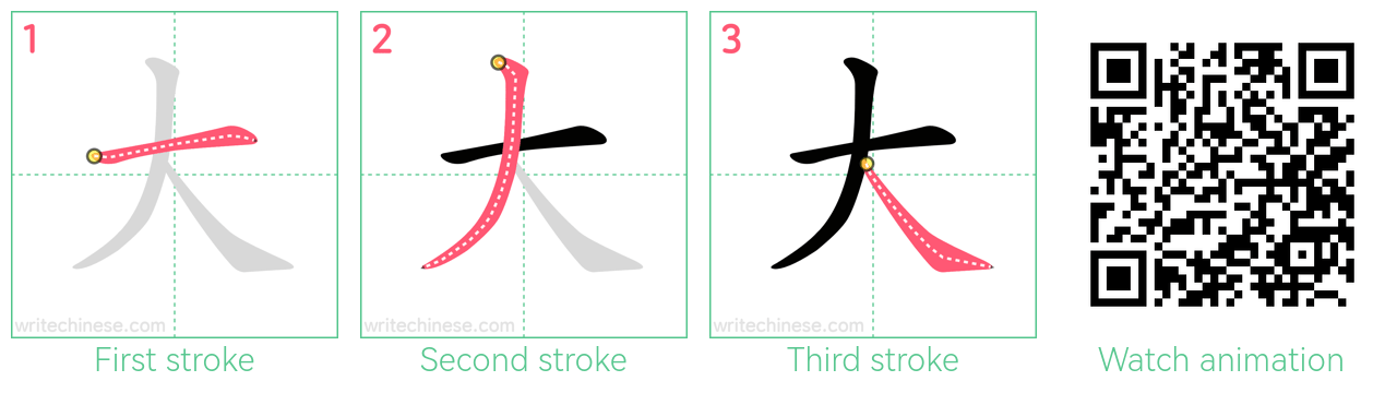 大 step-by-step stroke order diagrams