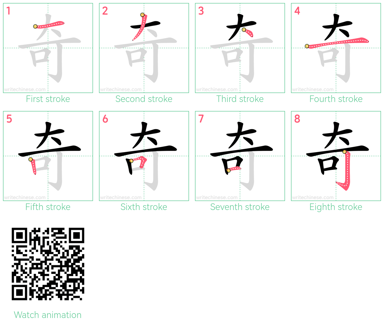 奇 step-by-step stroke order diagrams