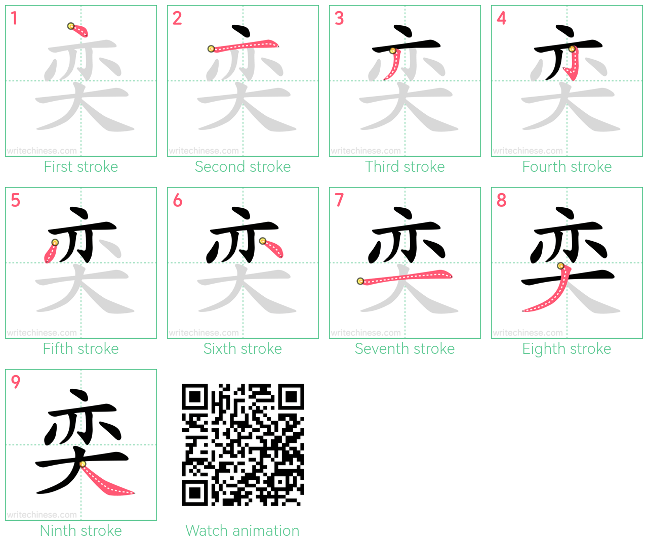 奕 step-by-step stroke order diagrams