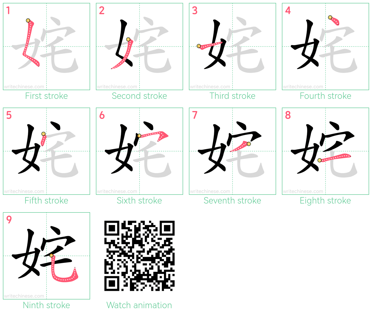 姹 step-by-step stroke order diagrams