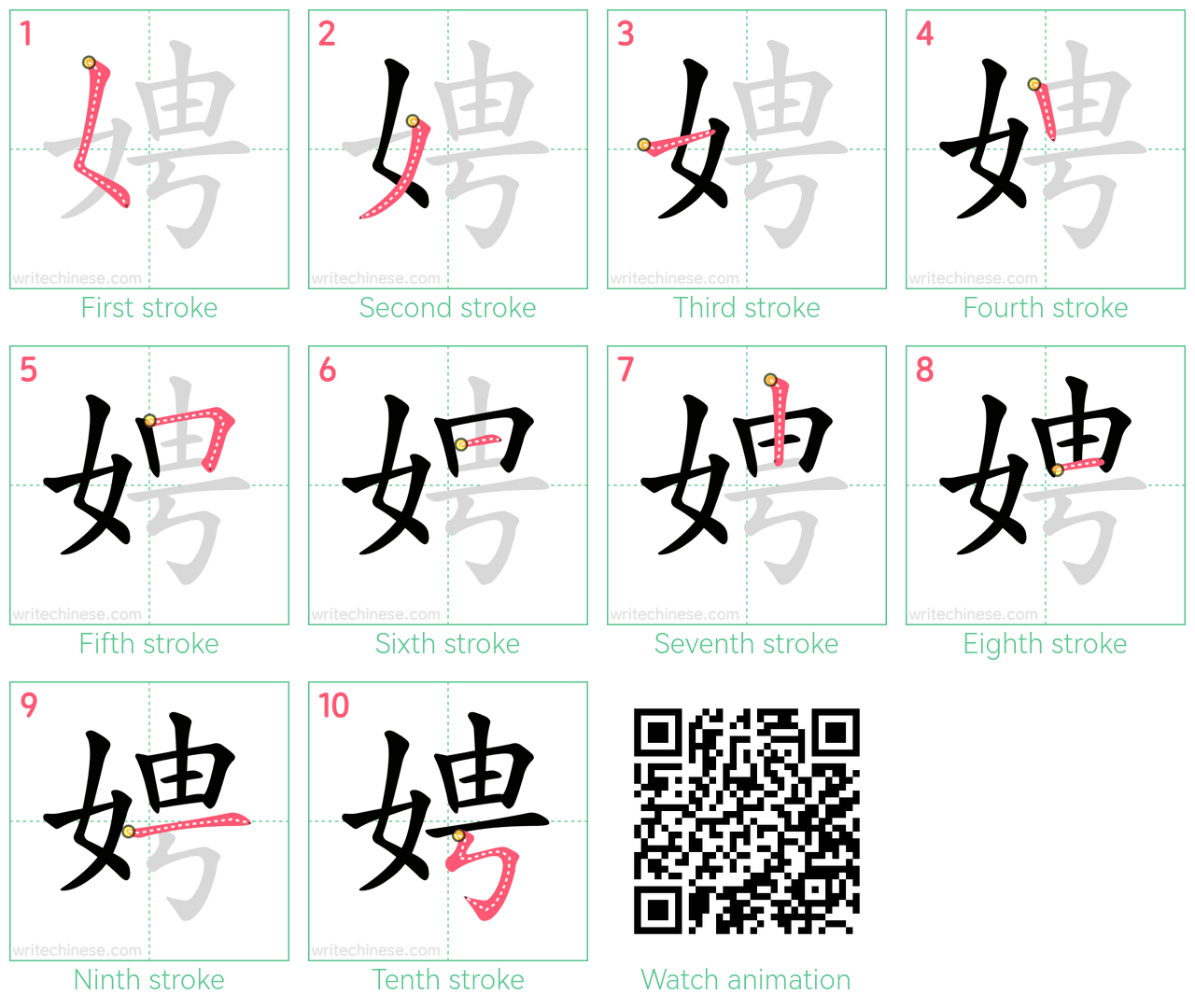 娉 step-by-step stroke order diagrams