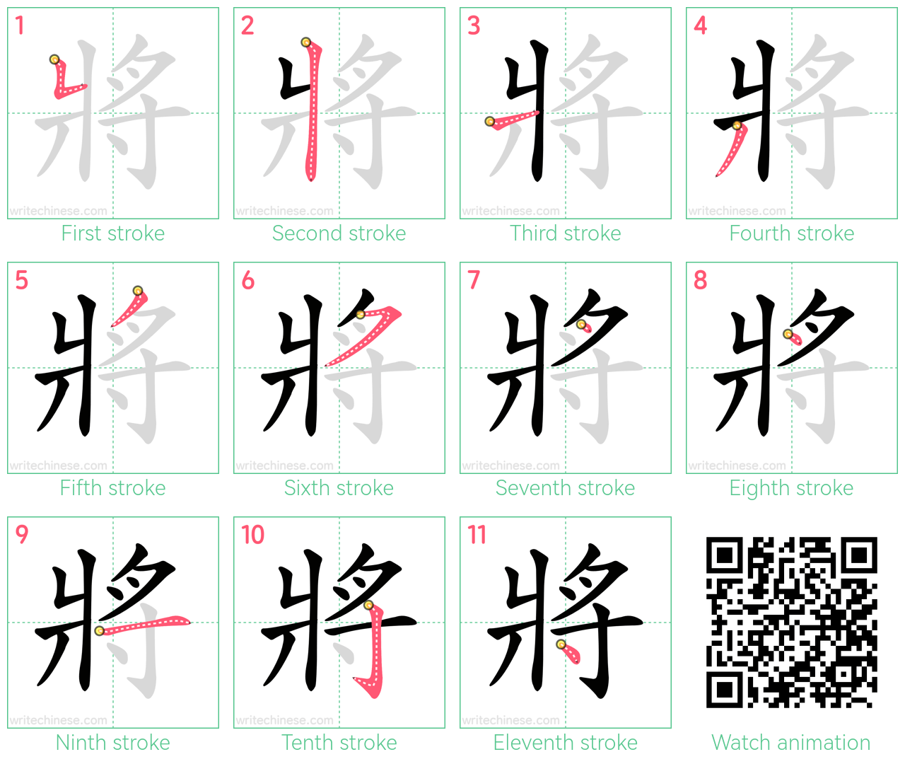 將 step-by-step stroke order diagrams