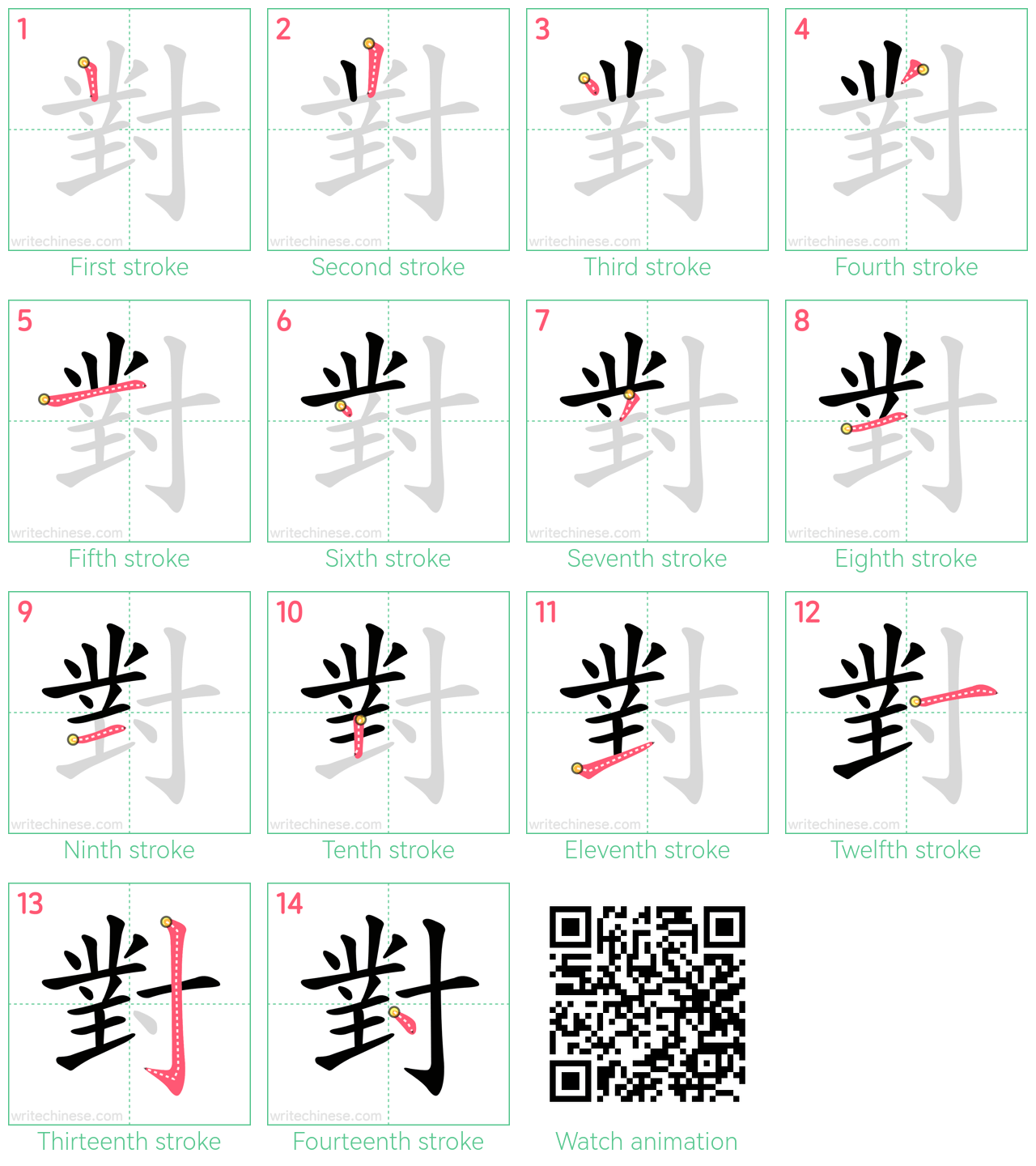 對 step-by-step stroke order diagrams