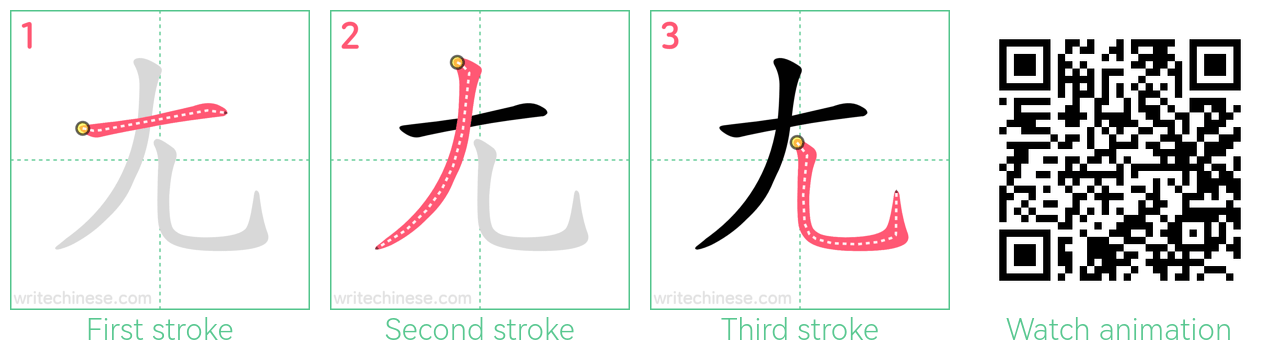 尢 step-by-step stroke order diagrams