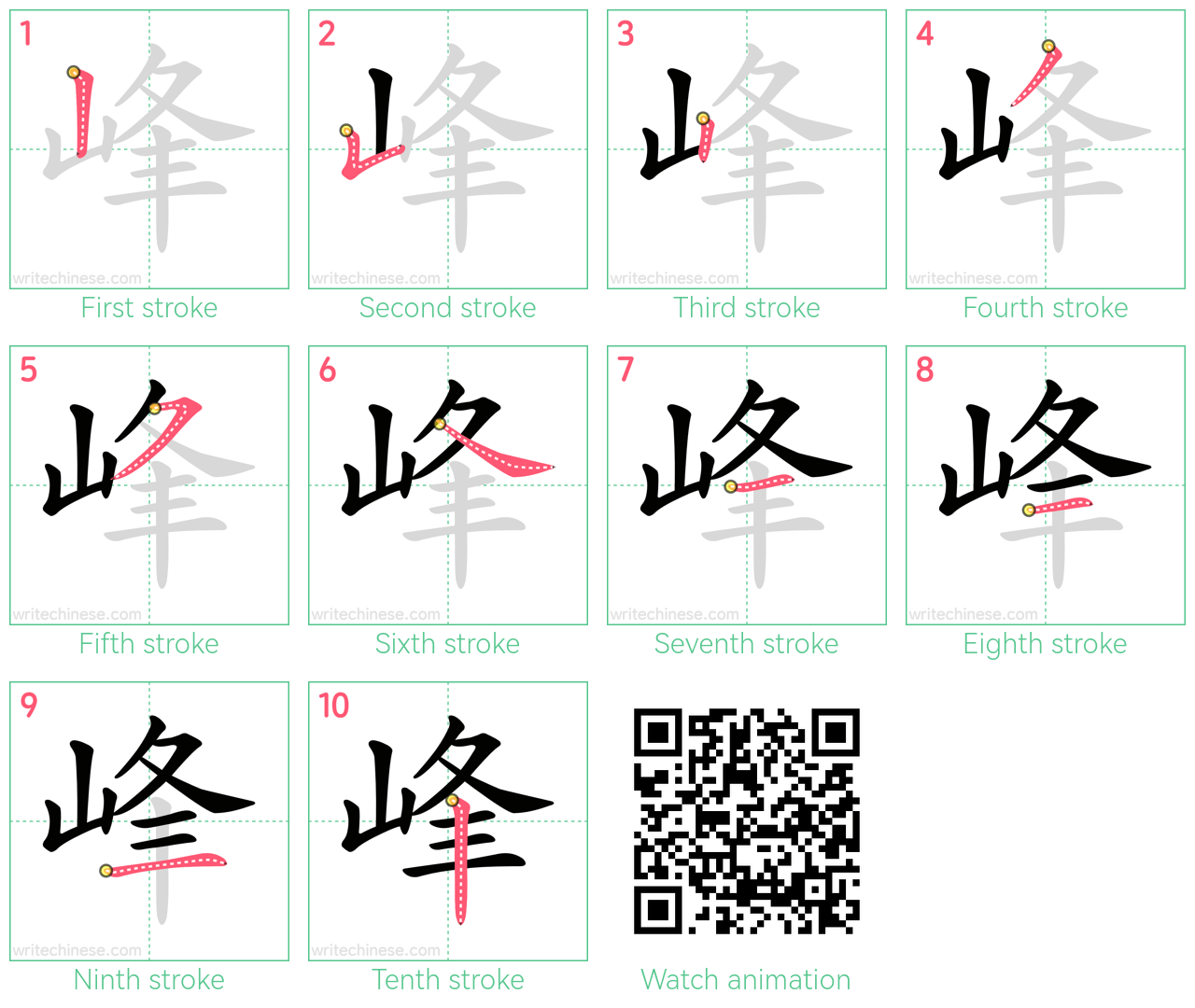 峰 step-by-step stroke order diagrams
