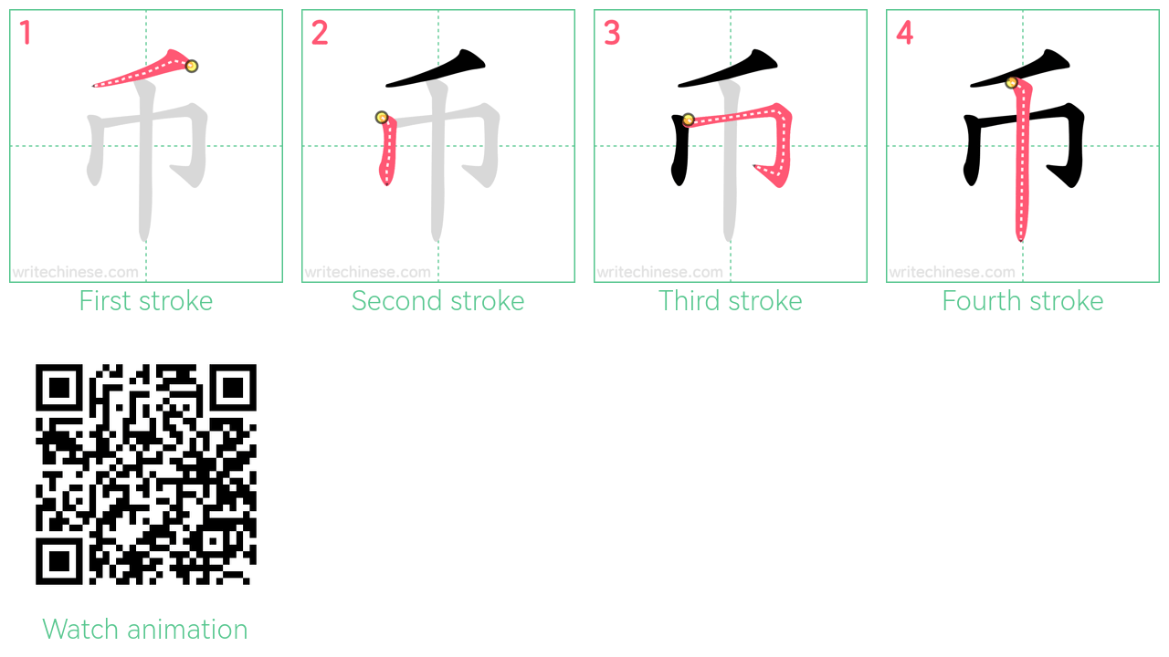 币 step-by-step stroke order diagrams
