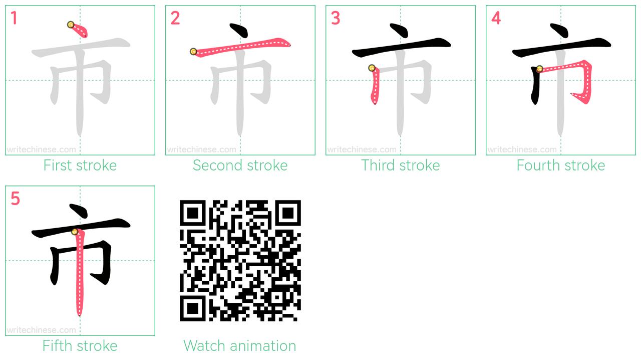 市 step-by-step stroke order diagrams