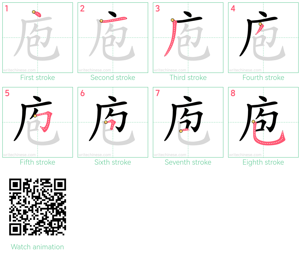 庖 step-by-step stroke order diagrams