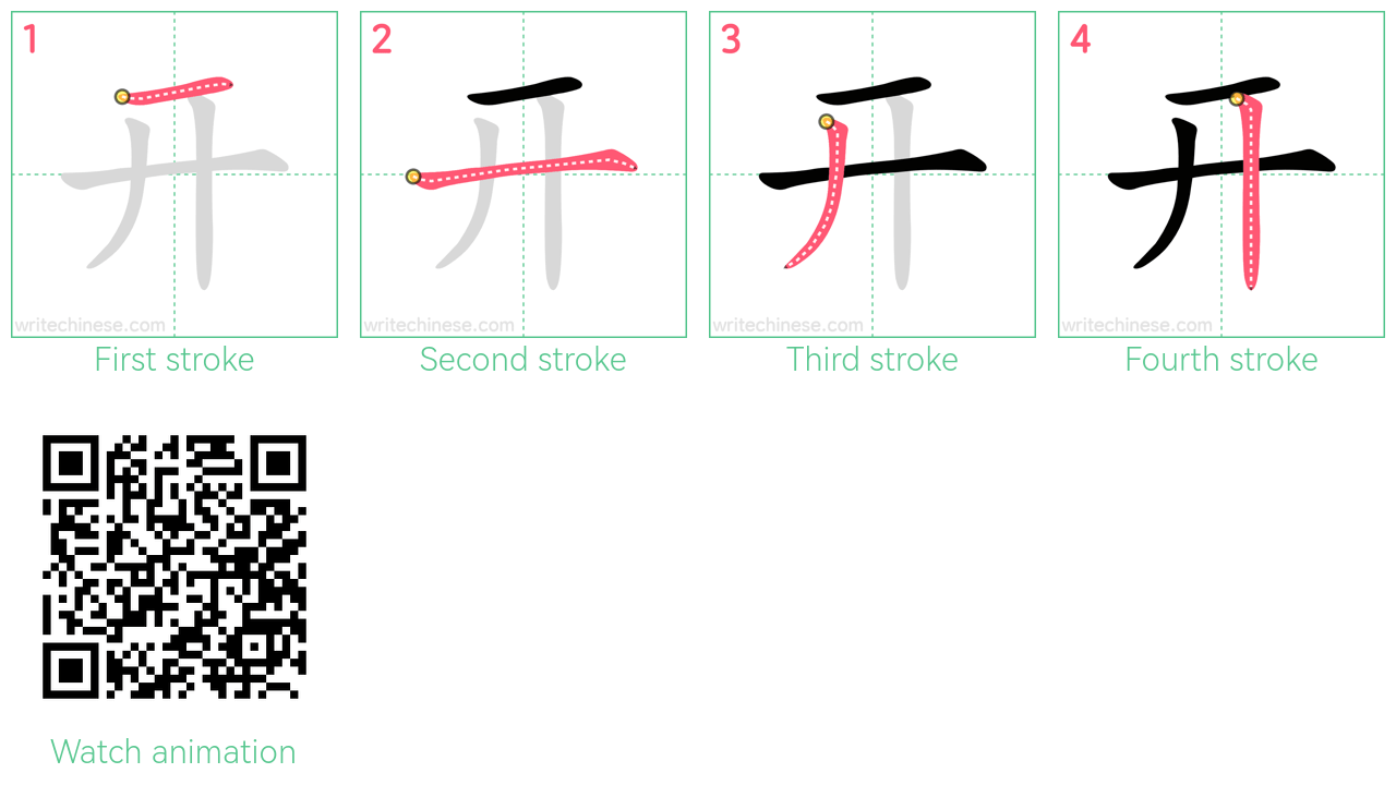 开 step-by-step stroke order diagrams