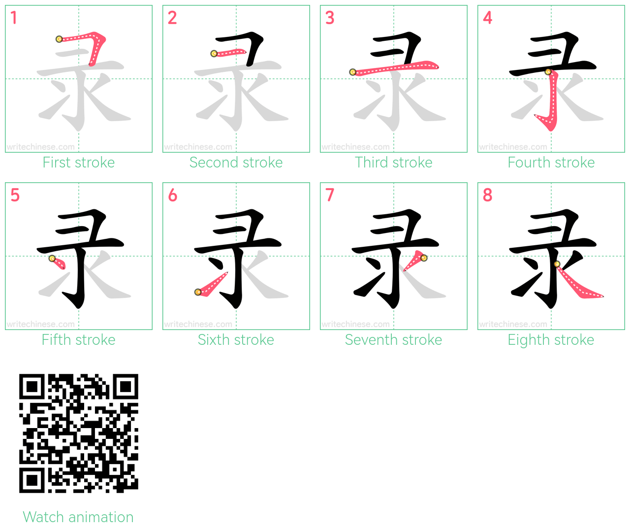 录 step-by-step stroke order diagrams