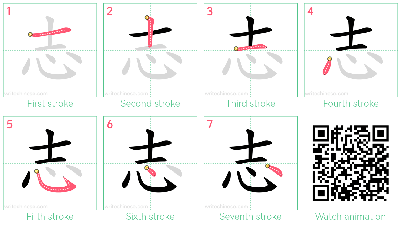 志 step-by-step stroke order diagrams