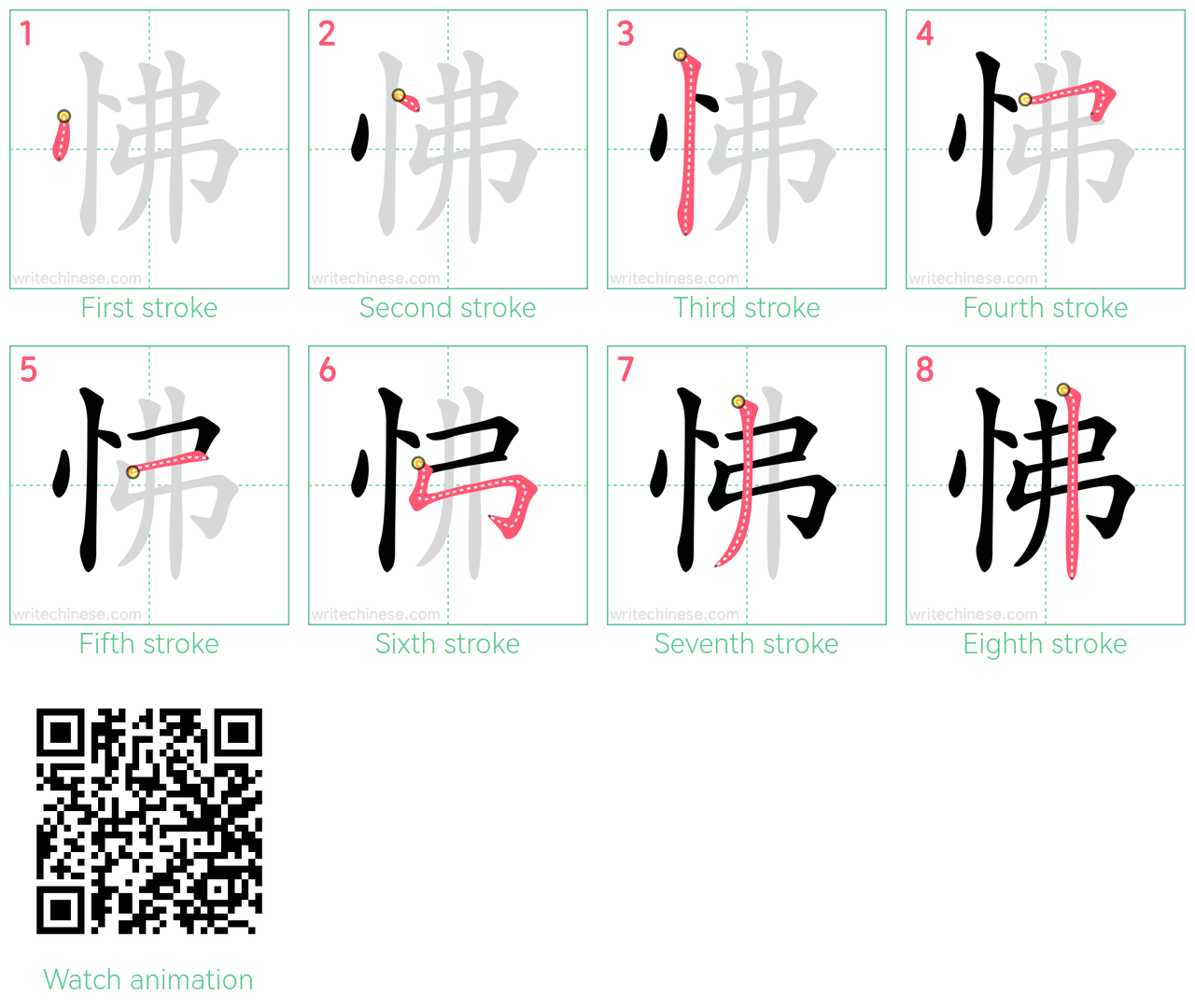 怫 step-by-step stroke order diagrams