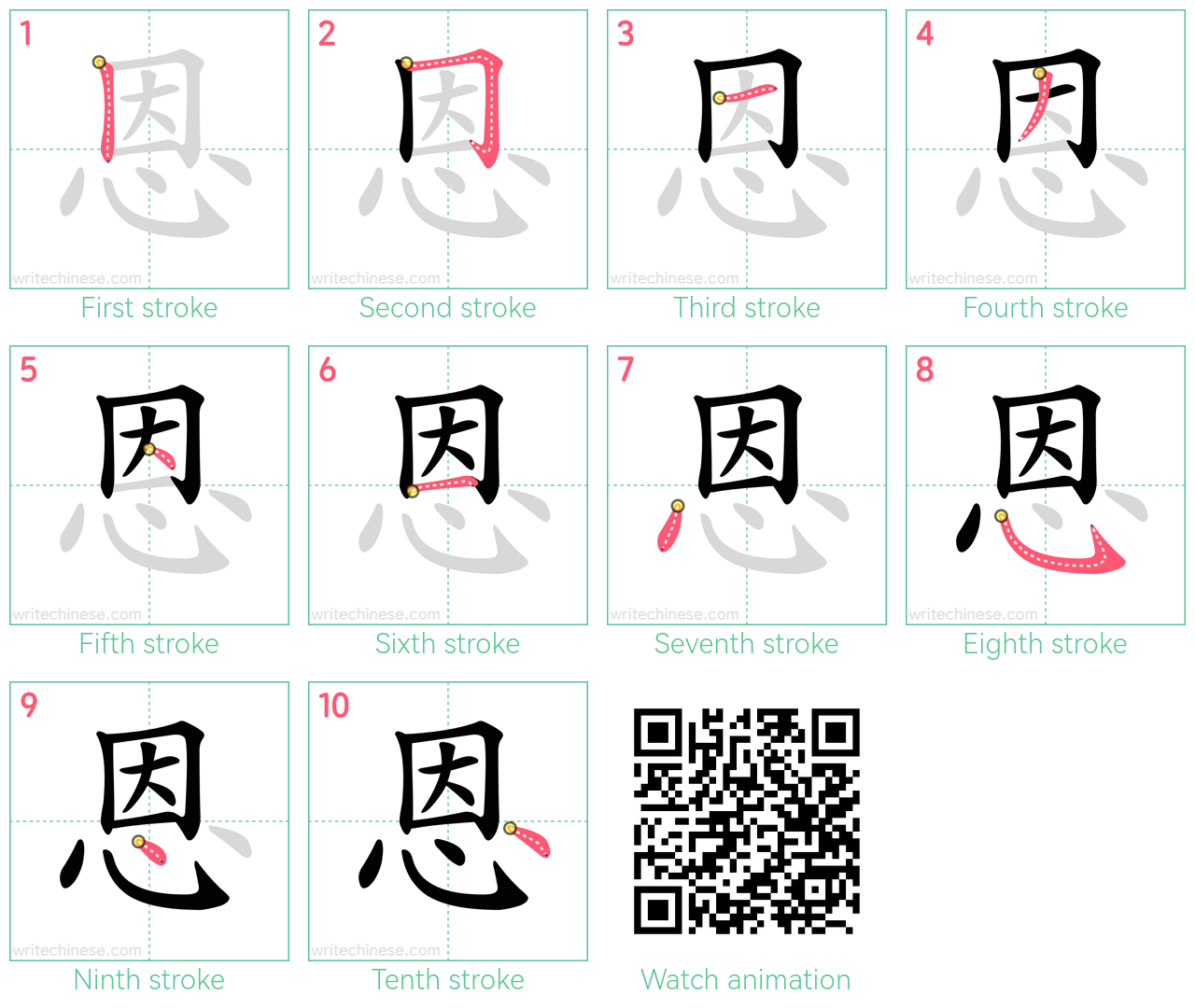恩 step-by-step stroke order diagrams