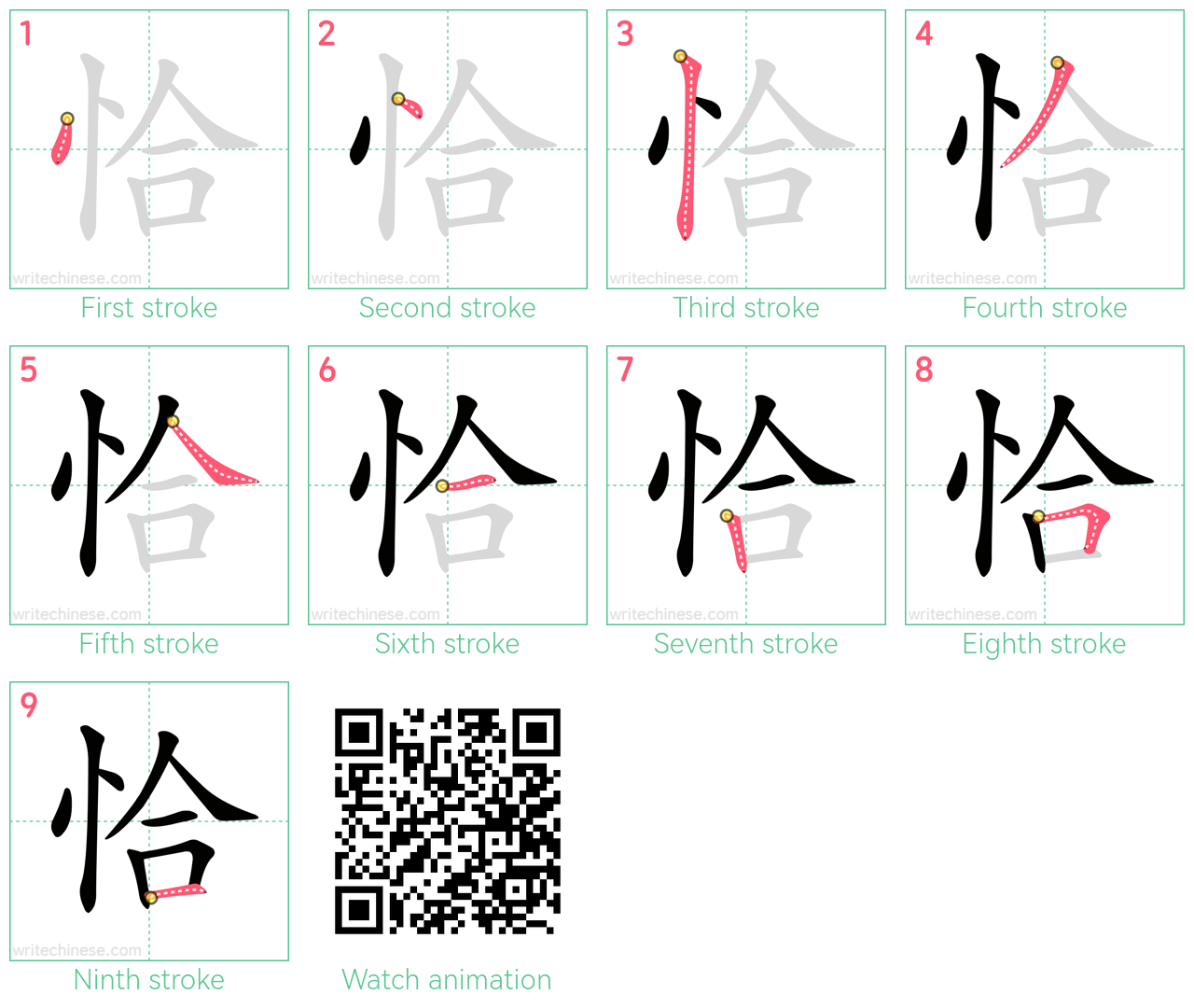 恰 step-by-step stroke order diagrams