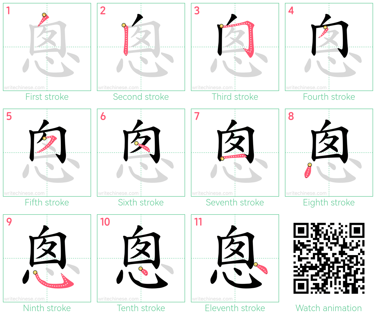 悤 step-by-step stroke order diagrams