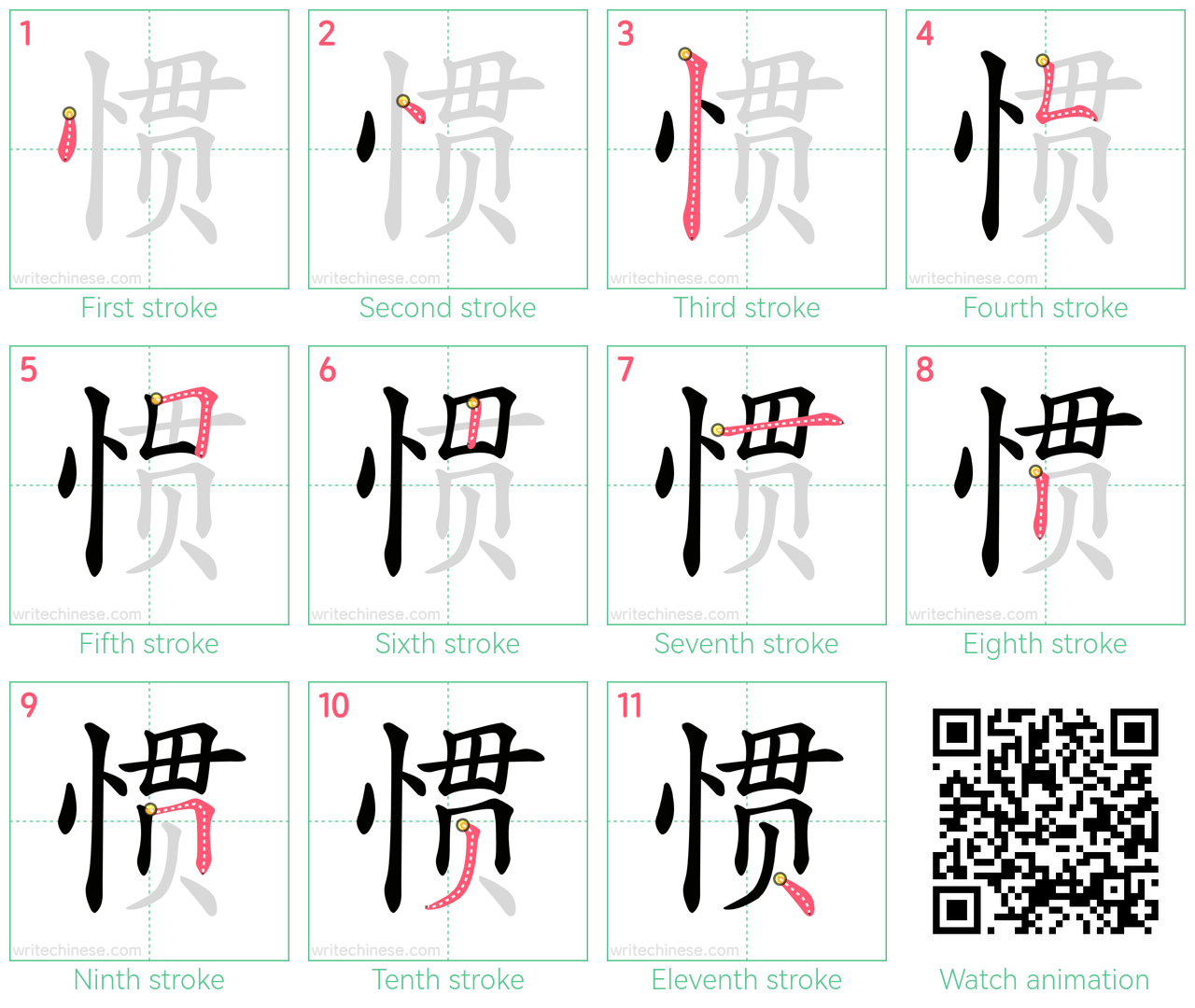 惯 step-by-step stroke order diagrams