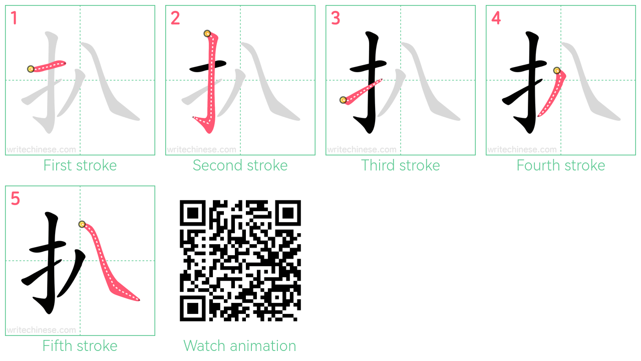 扒 step-by-step stroke order diagrams