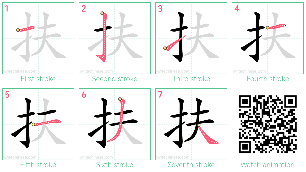 扶 step-by-step stroke order diagrams