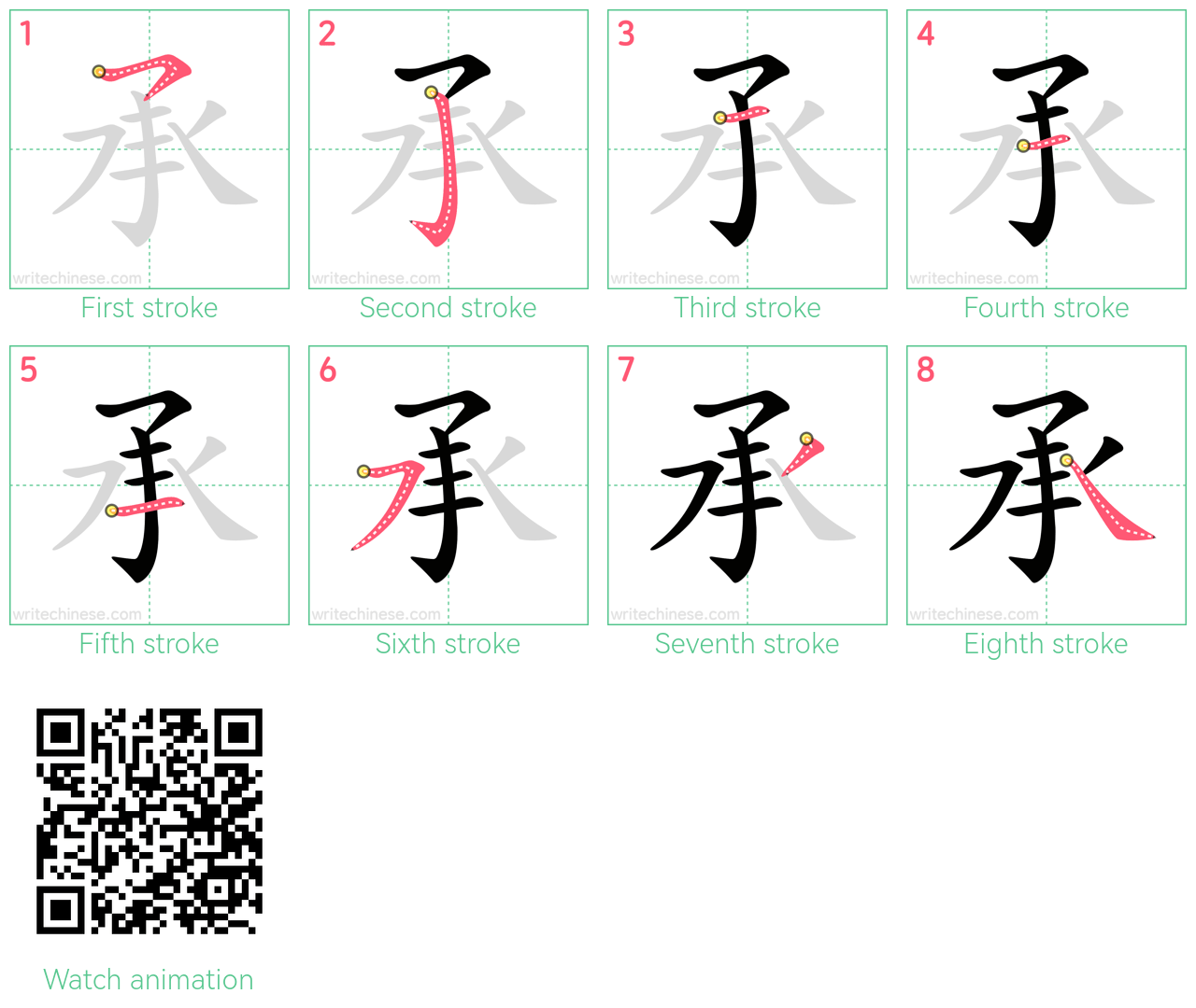 承 step-by-step stroke order diagrams