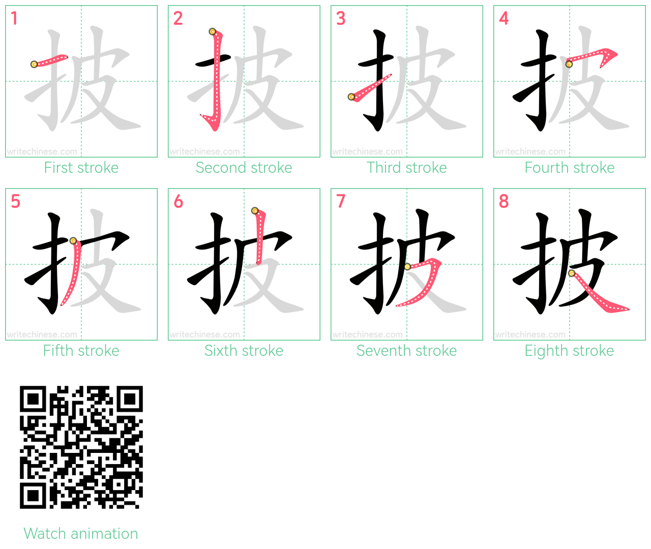 披 step-by-step stroke order diagrams