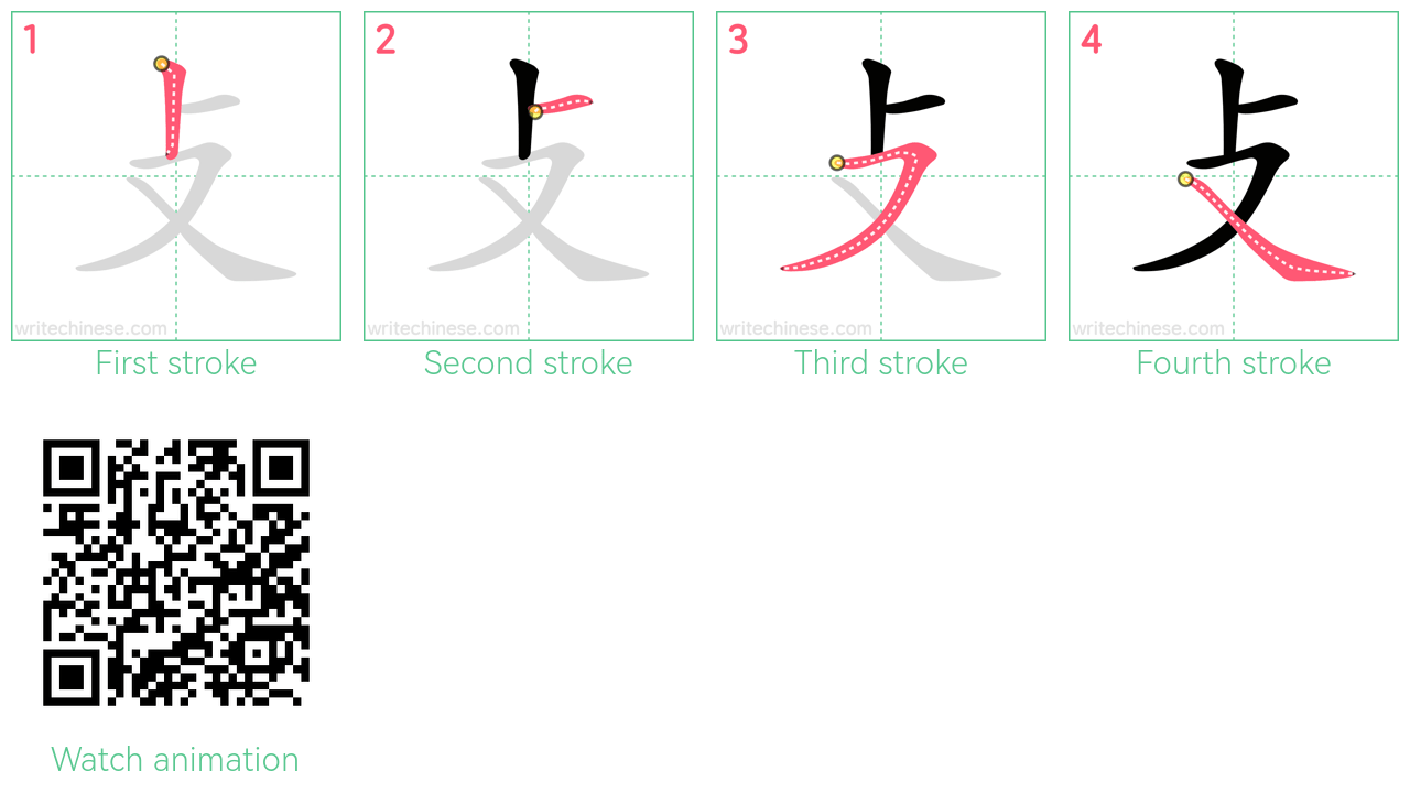 攴 step-by-step stroke order diagrams