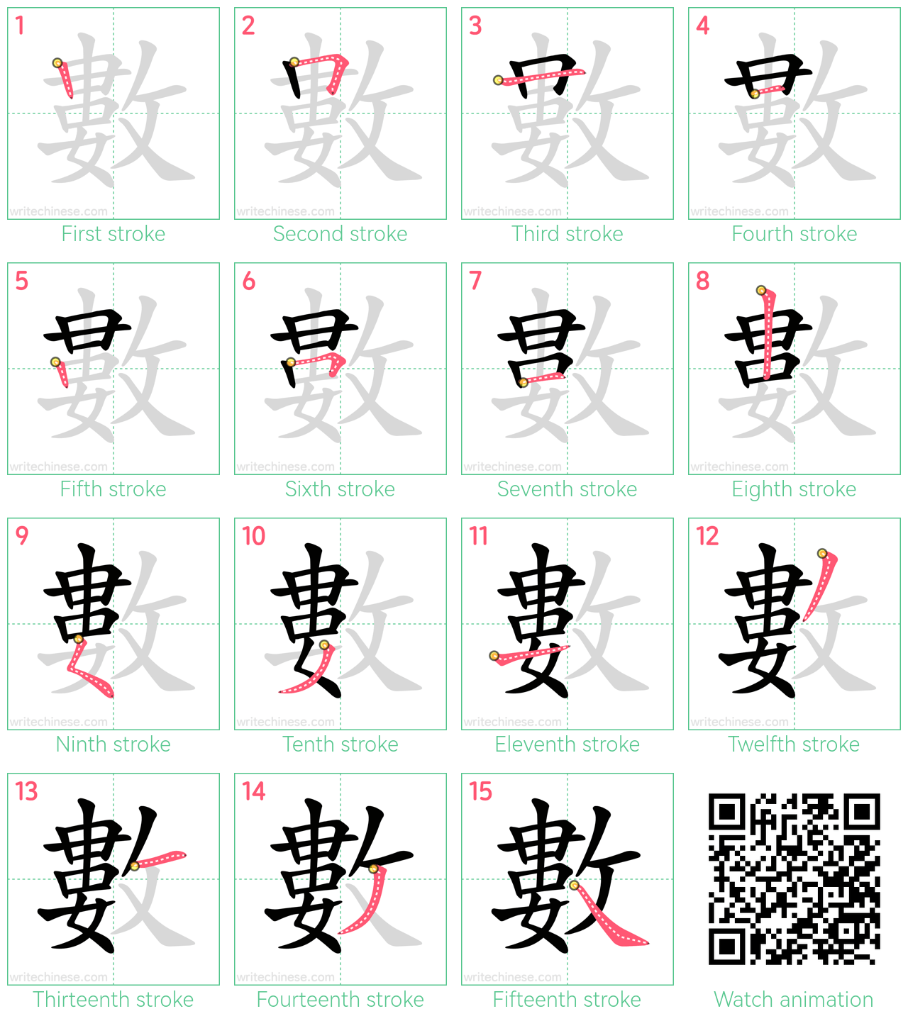 數 step-by-step stroke order diagrams