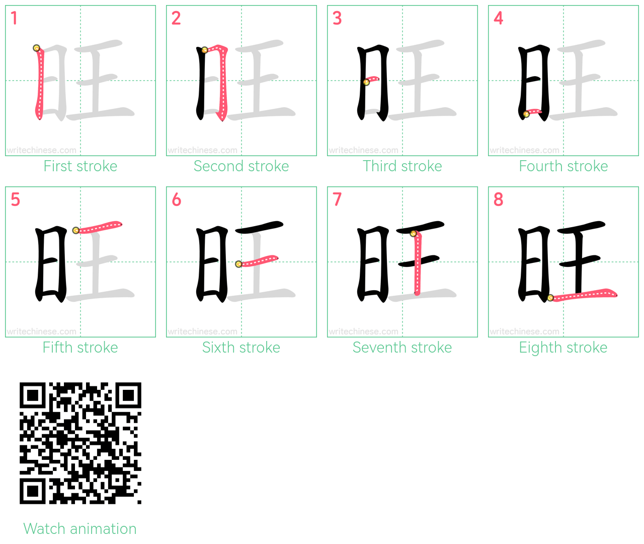 旺 step-by-step stroke order diagrams