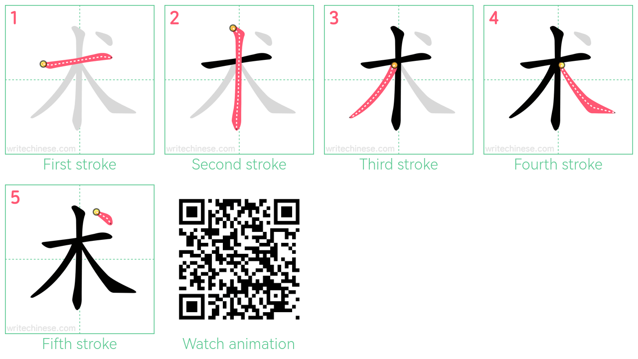 术 step-by-step stroke order diagrams