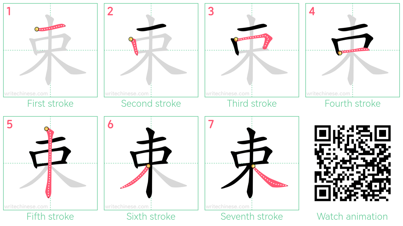 束 step-by-step stroke order diagrams