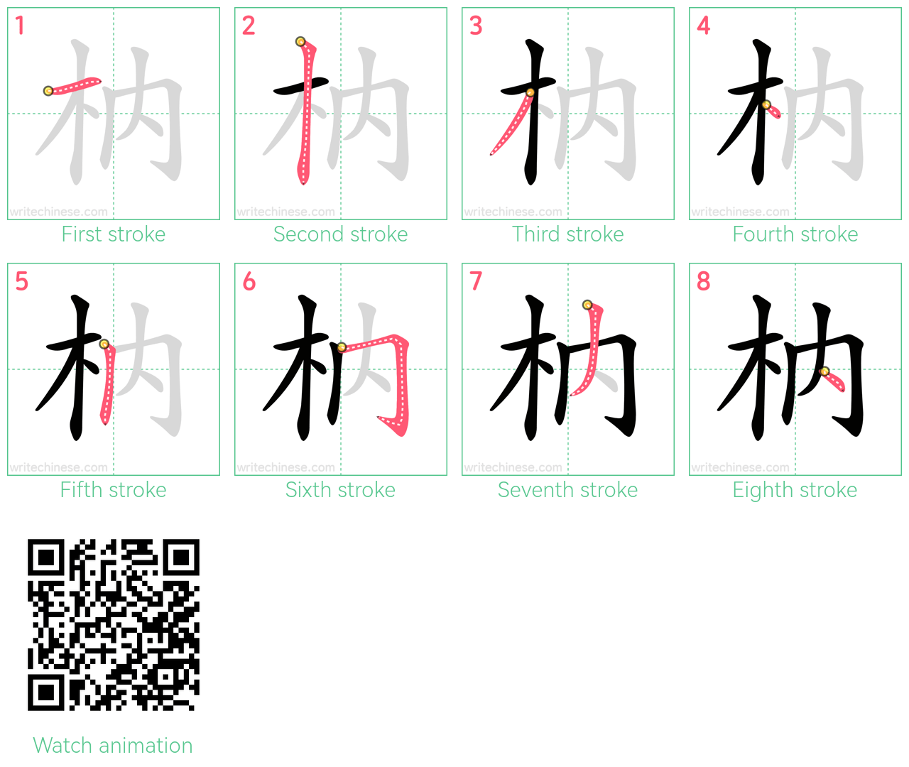 枘 step-by-step stroke order diagrams