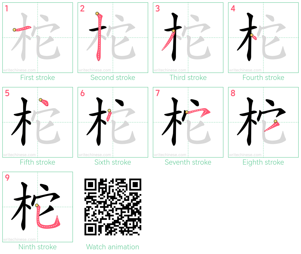 柁 step-by-step stroke order diagrams