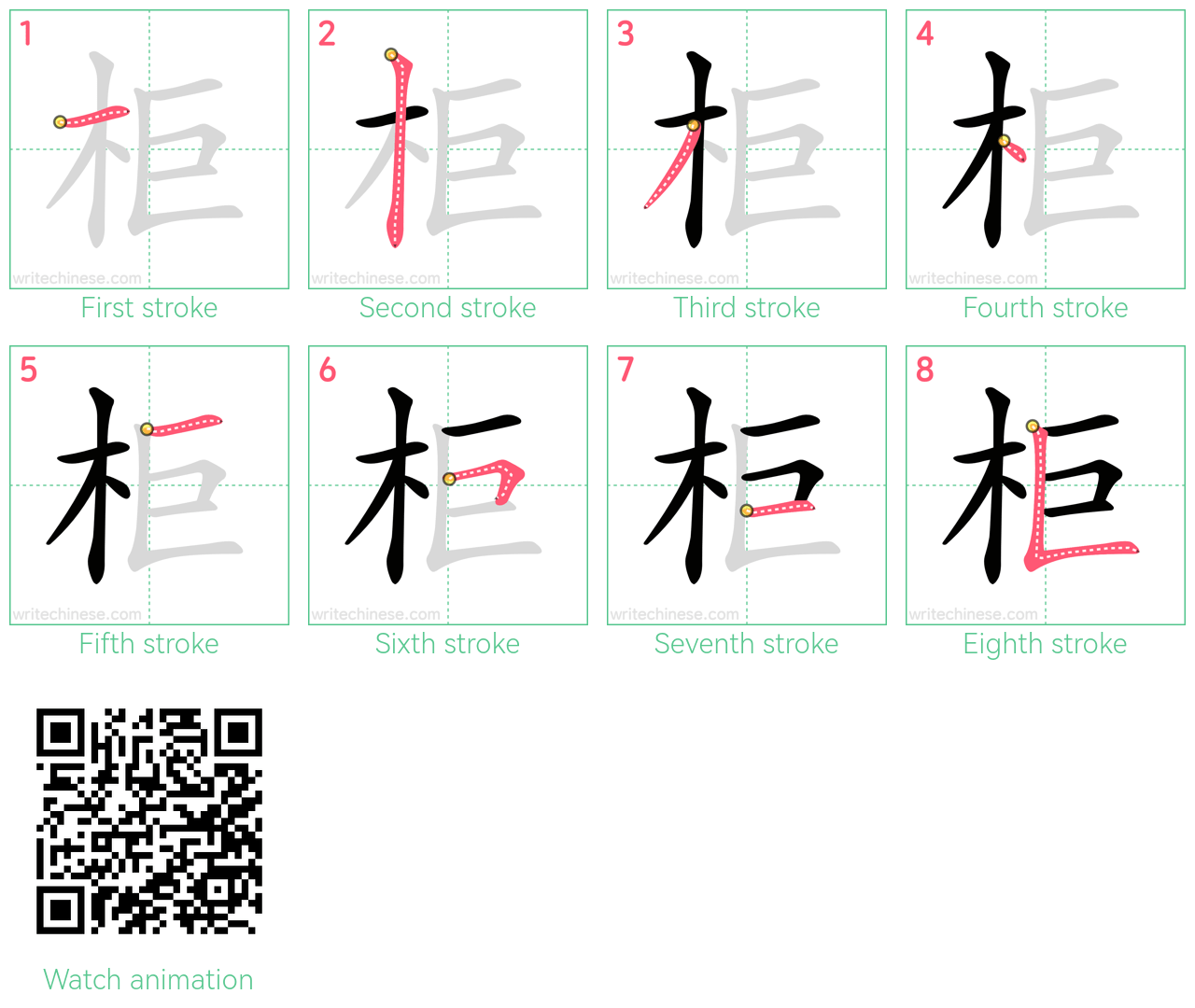 柜 step-by-step stroke order diagrams