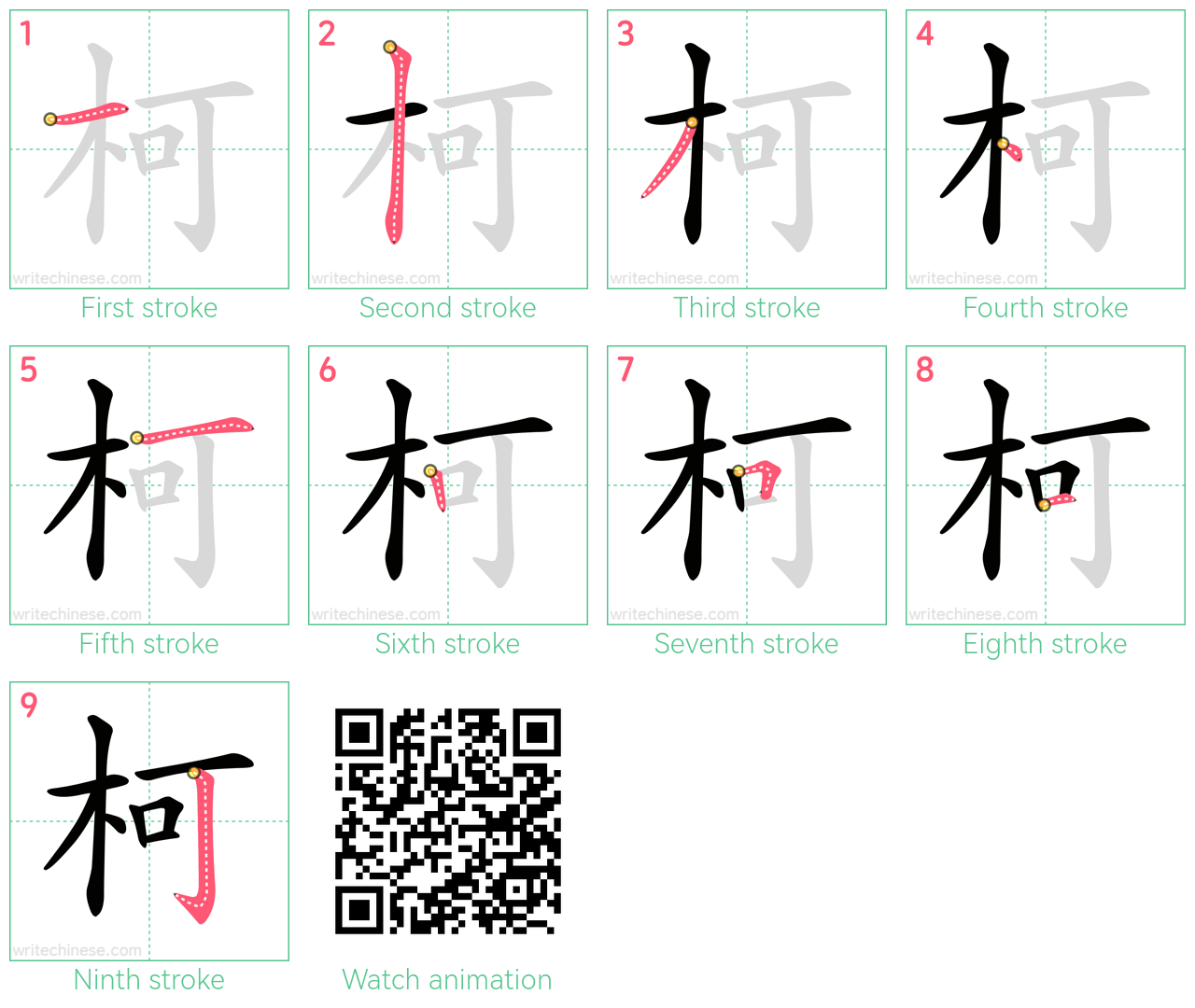 柯 step-by-step stroke order diagrams