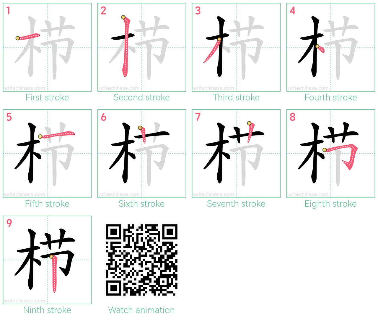 栉 step-by-step stroke order diagrams