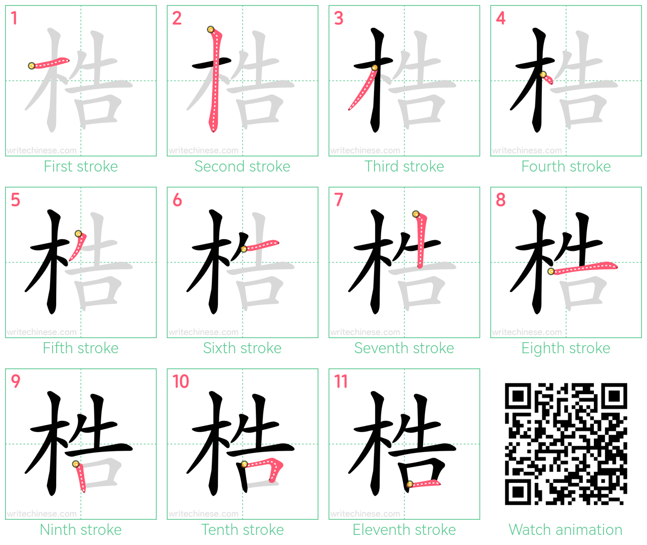 梏 step-by-step stroke order diagrams