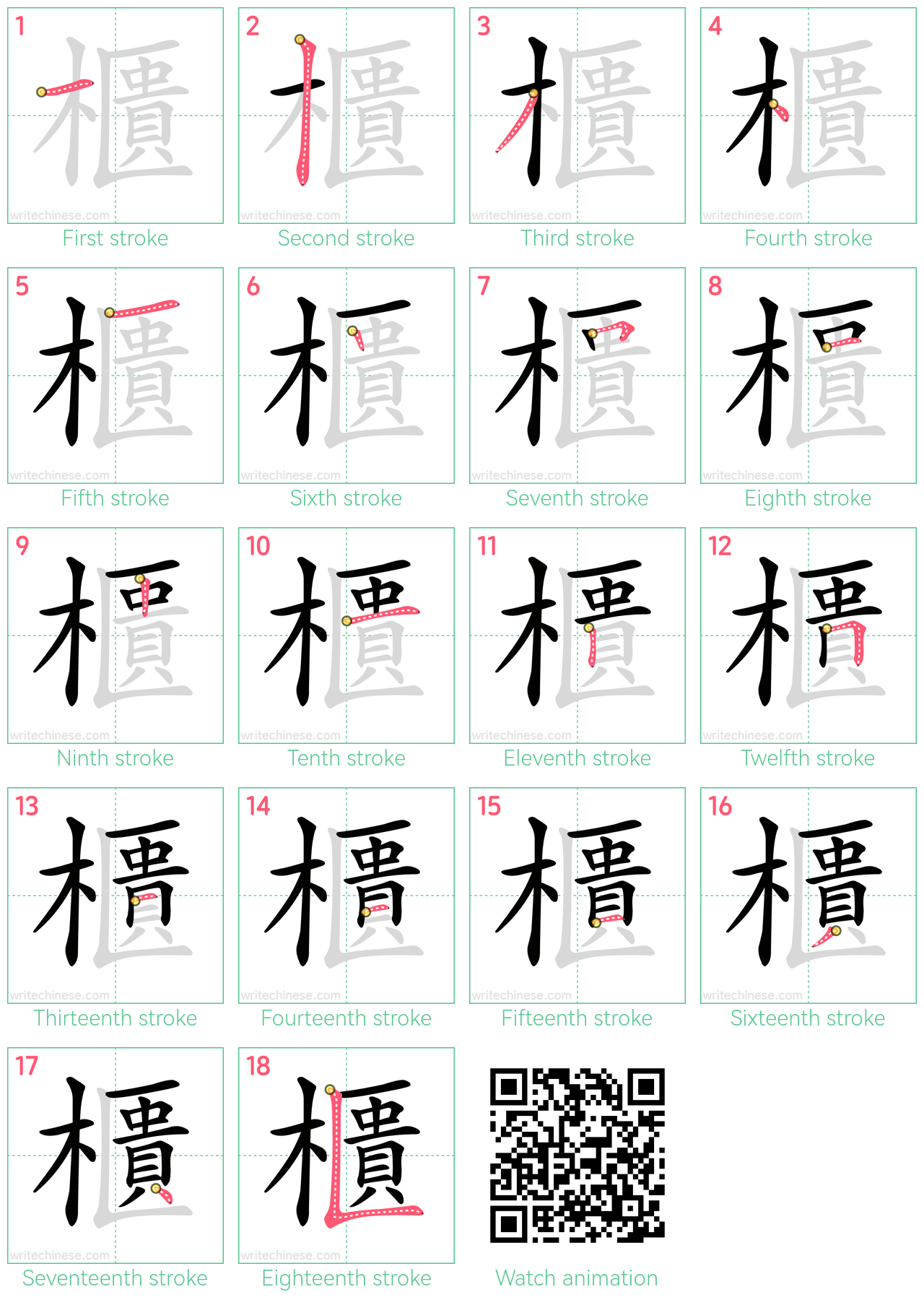 櫃 step-by-step stroke order diagrams