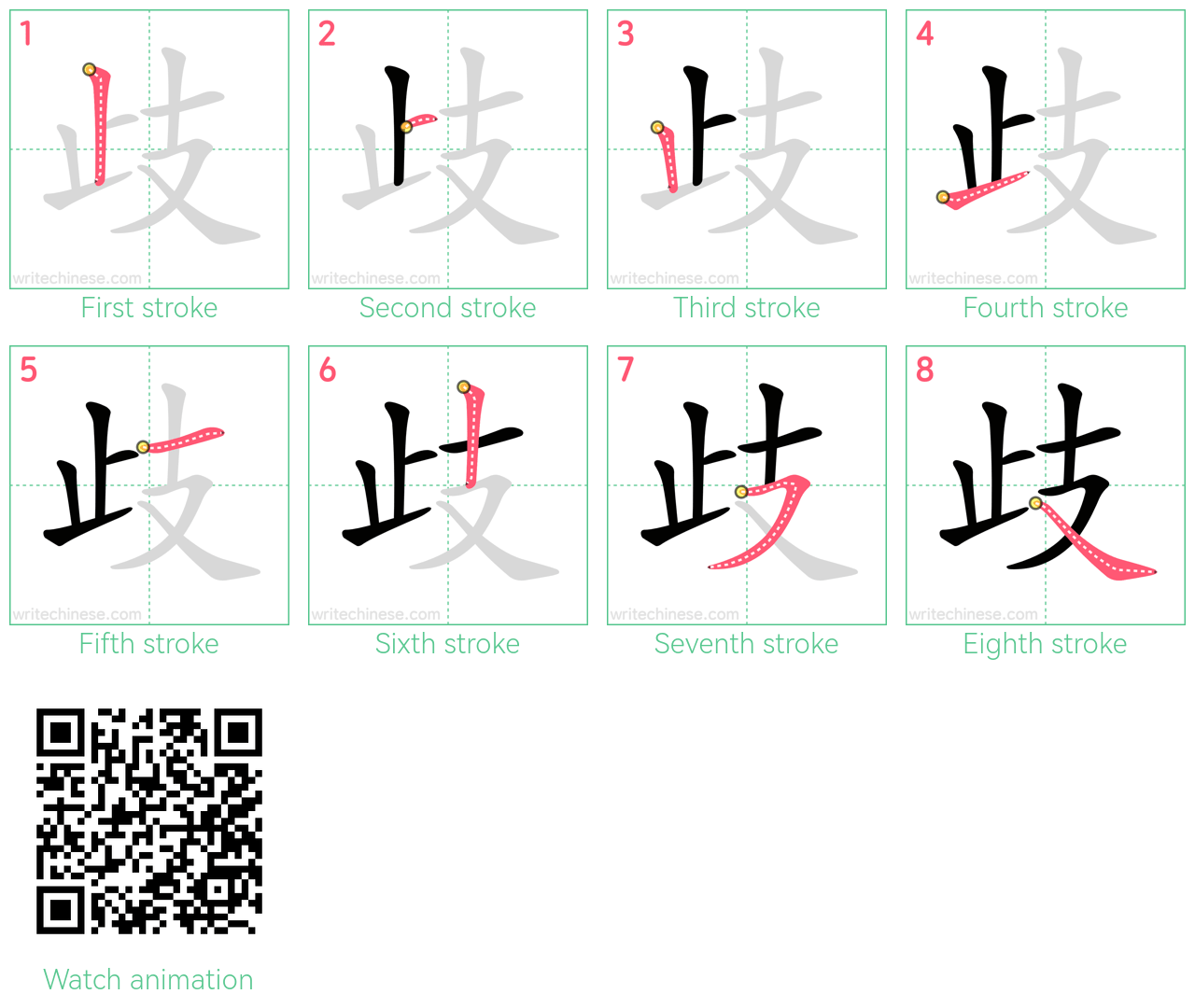 歧 step-by-step stroke order diagrams