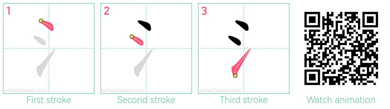 氵 step-by-step stroke order diagrams