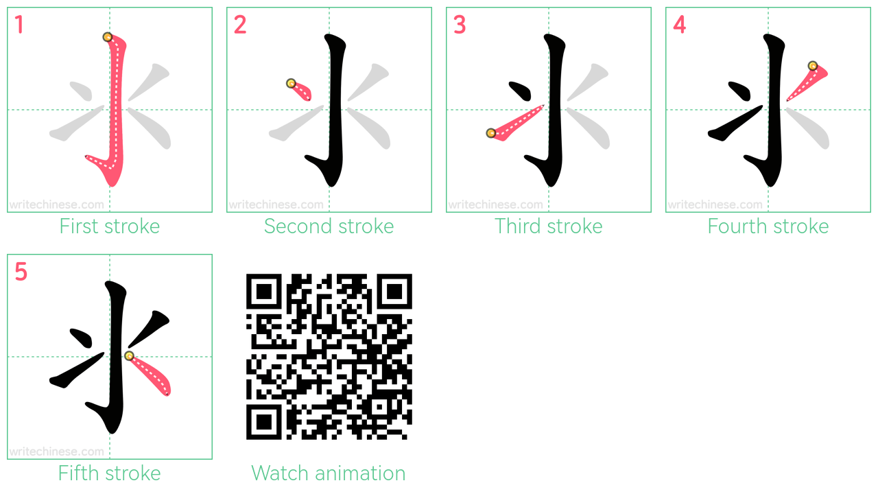 氺 step-by-step stroke order diagrams