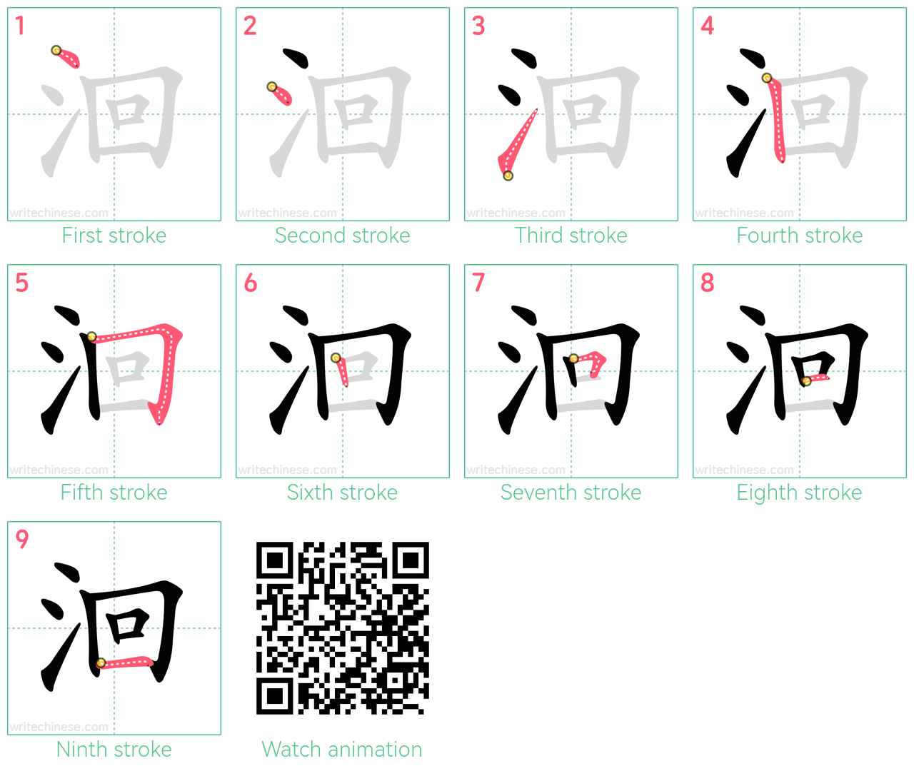 洄 step-by-step stroke order diagrams