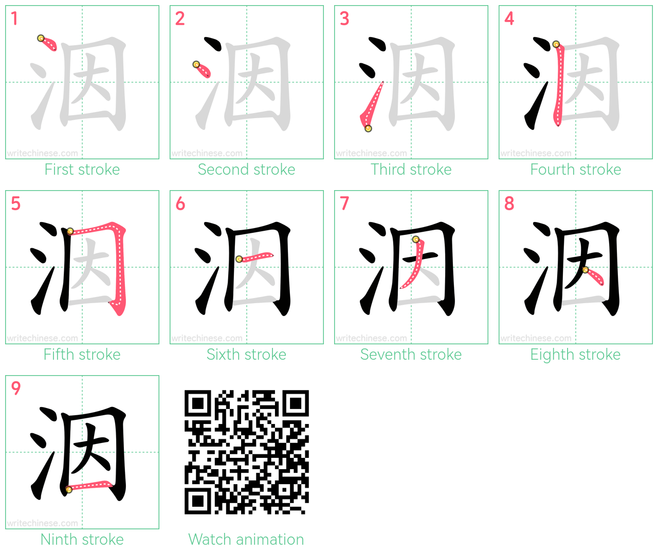 洇 step-by-step stroke order diagrams