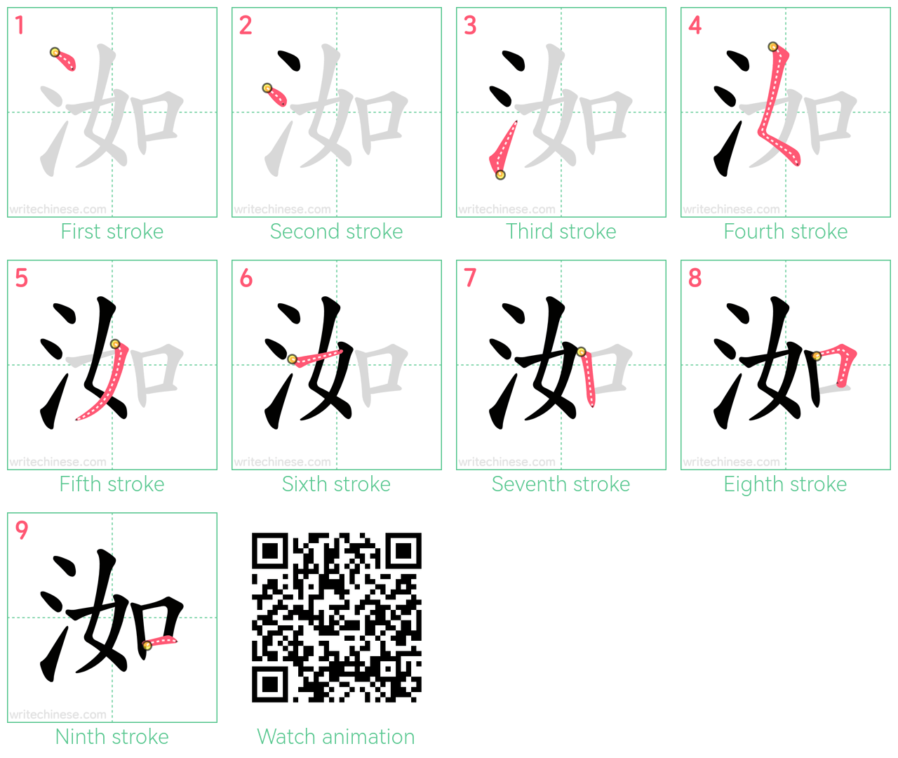 洳 step-by-step stroke order diagrams