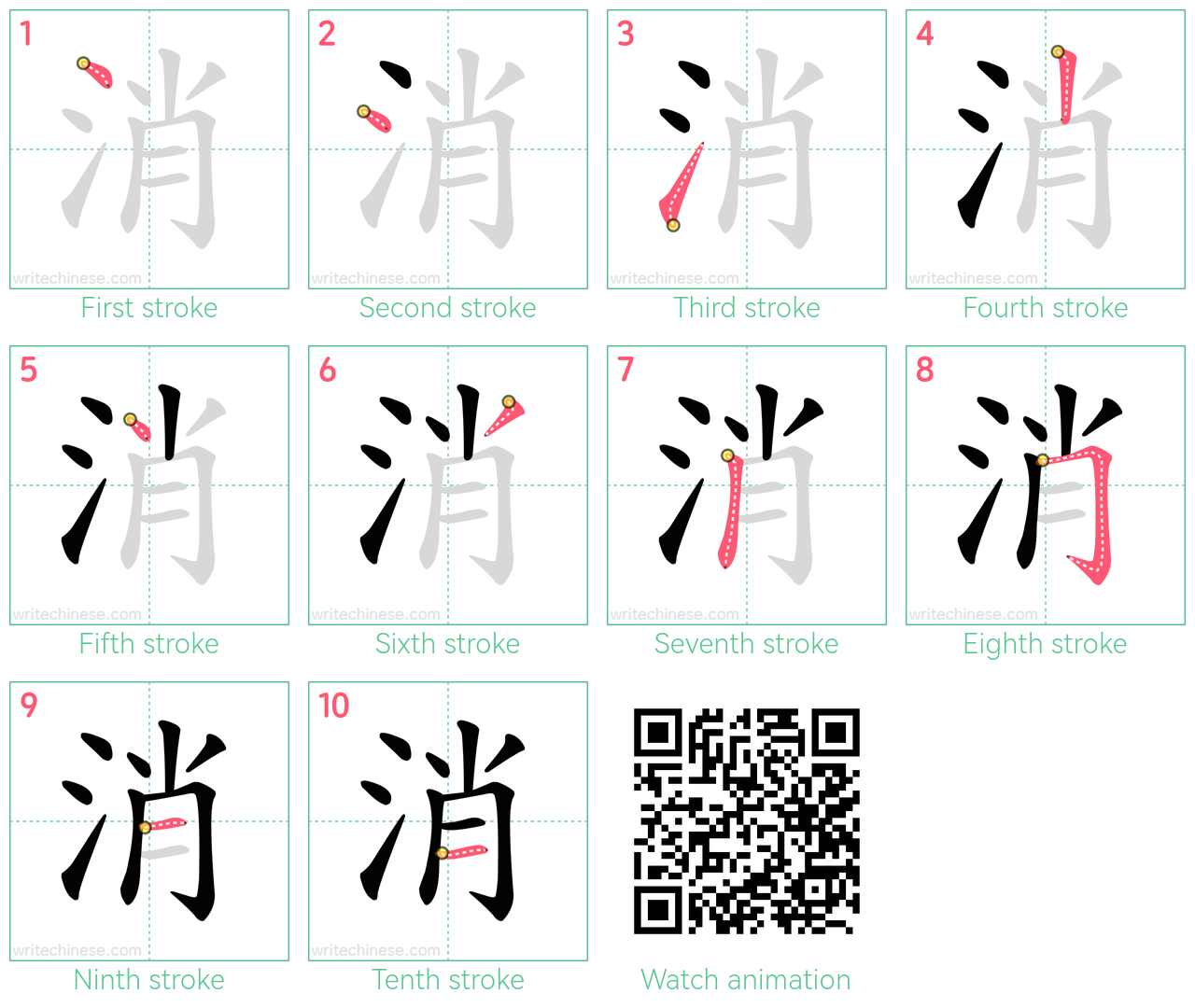消 step-by-step stroke order diagrams