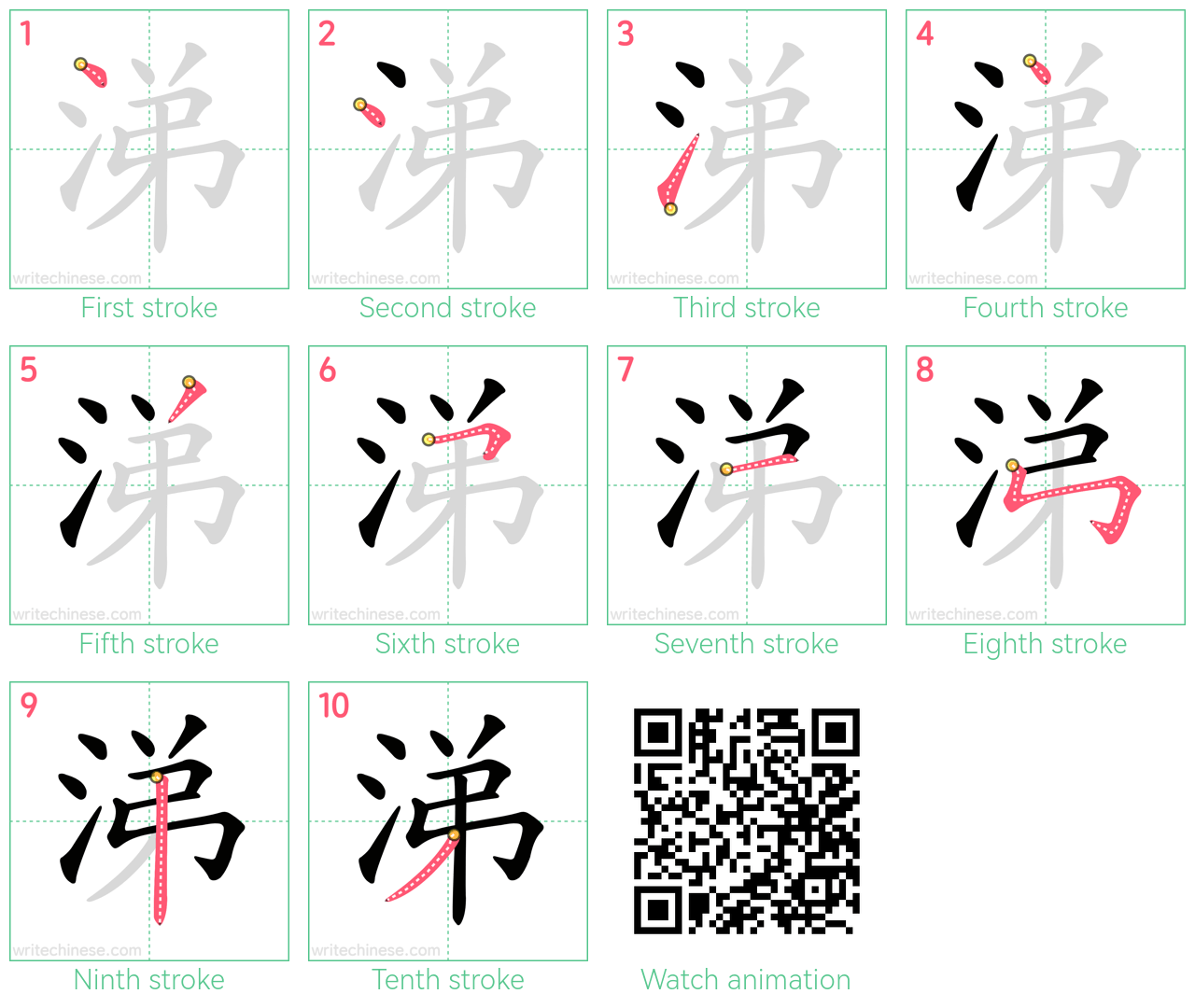 涕 step-by-step stroke order diagrams