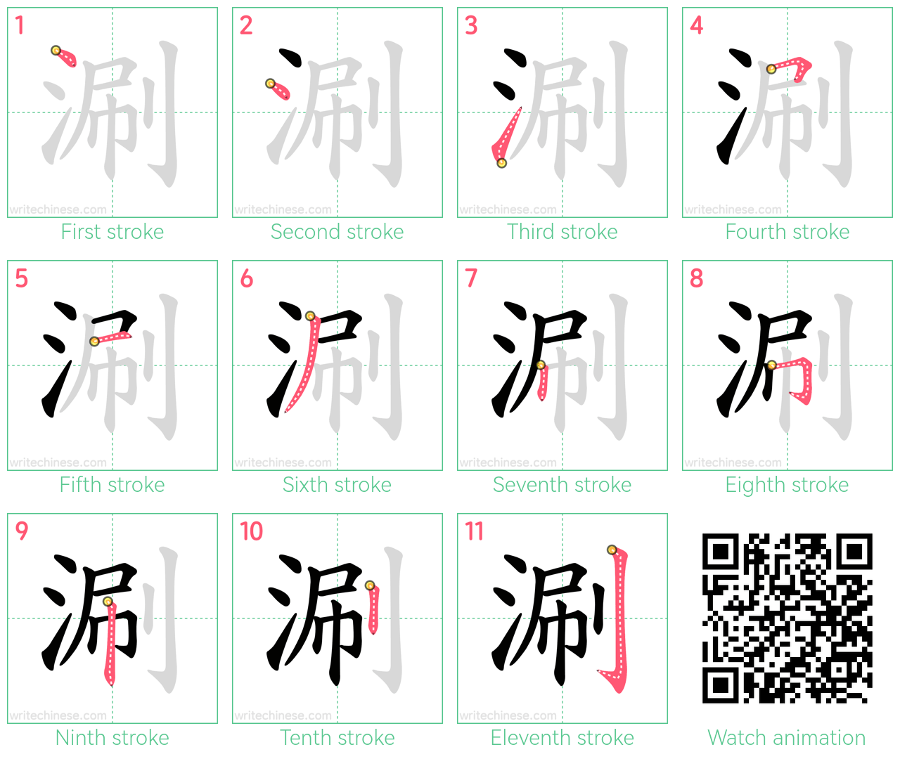 涮 step-by-step stroke order diagrams