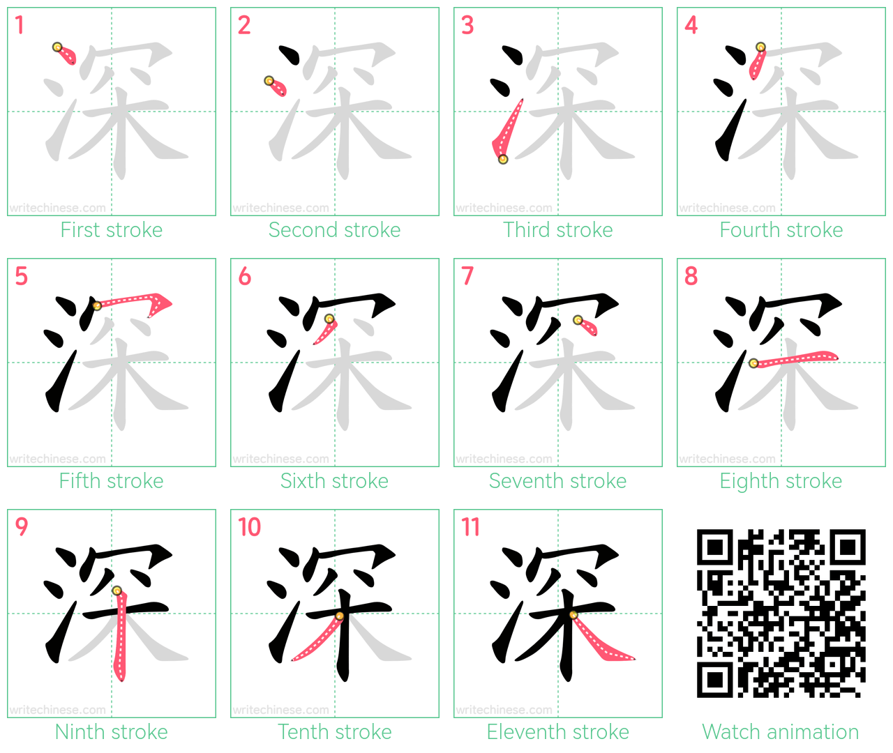 深 step-by-step stroke order diagrams