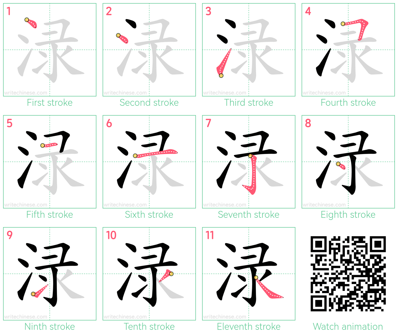 渌 step-by-step stroke order diagrams