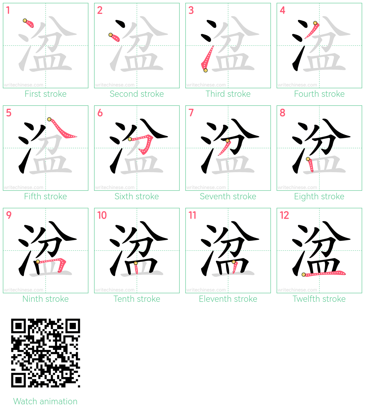 湓 step-by-step stroke order diagrams
