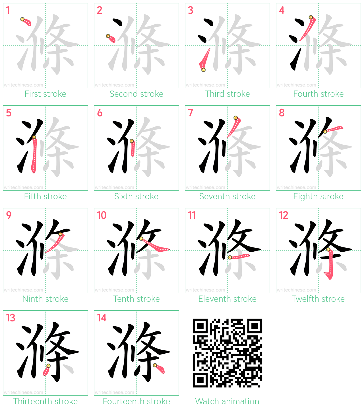 滌 step-by-step stroke order diagrams