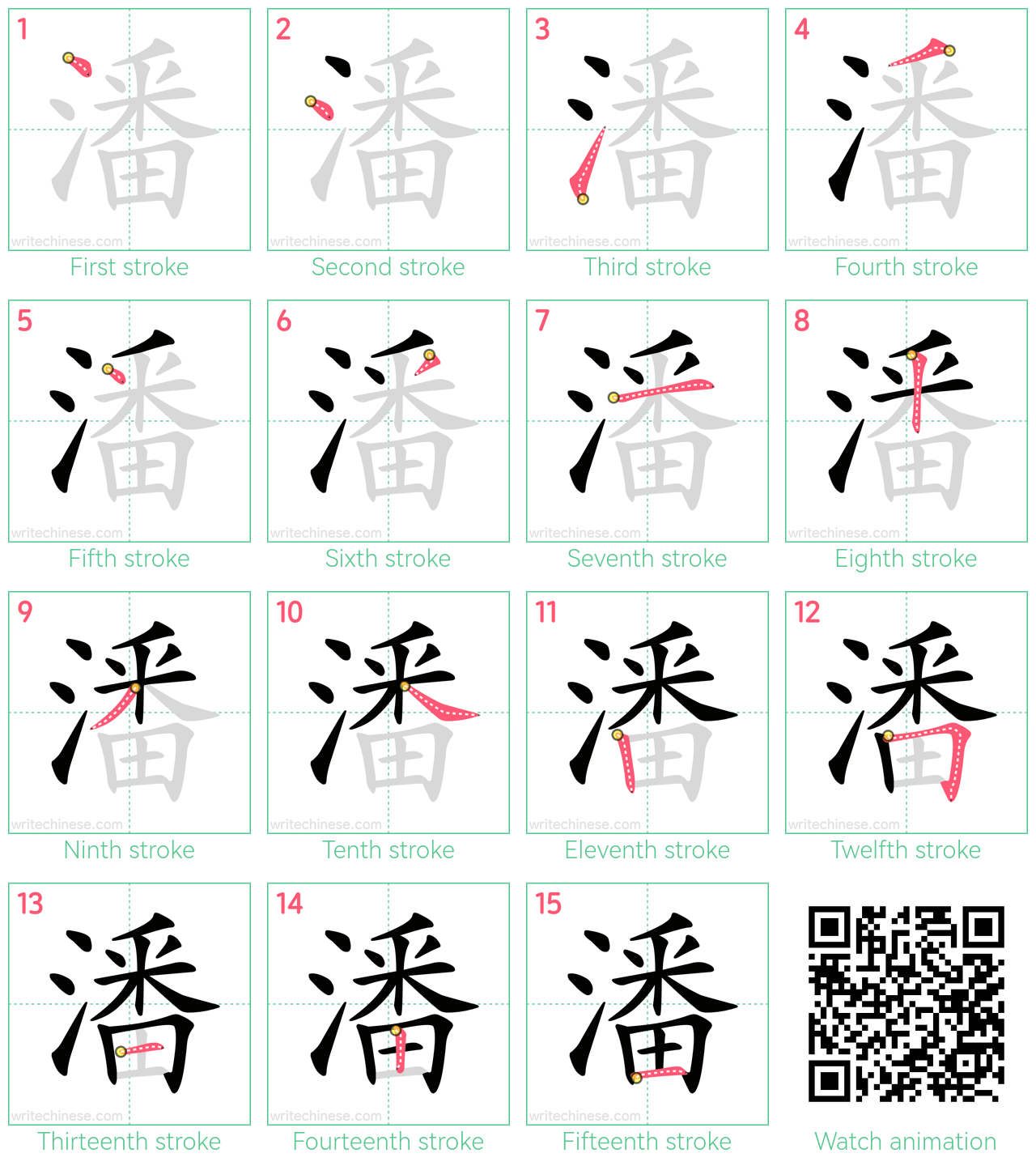 潘 step-by-step stroke order diagrams